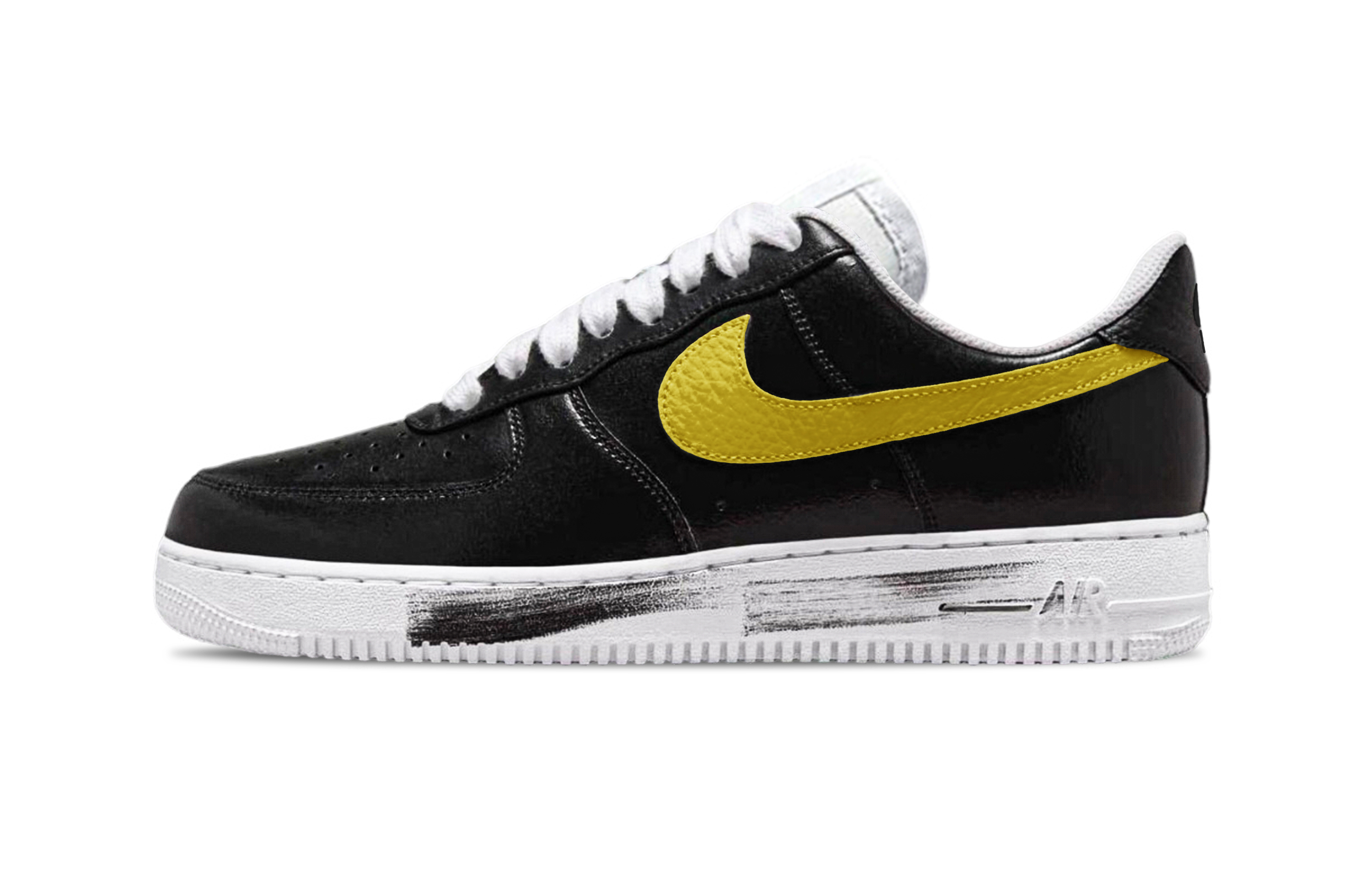 Nike Air Force 1 Black Yellow Scraping Mops Abrasion Resistant Low top Skateboard Shoes Unisex Yellow Black