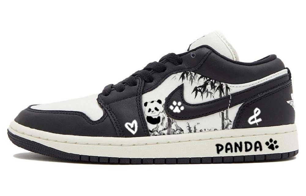 Jordan Air Jordan 1 Wear-Resistant Slip-Resistant Low-Top Vintage Basketball Shoes Women's Black White