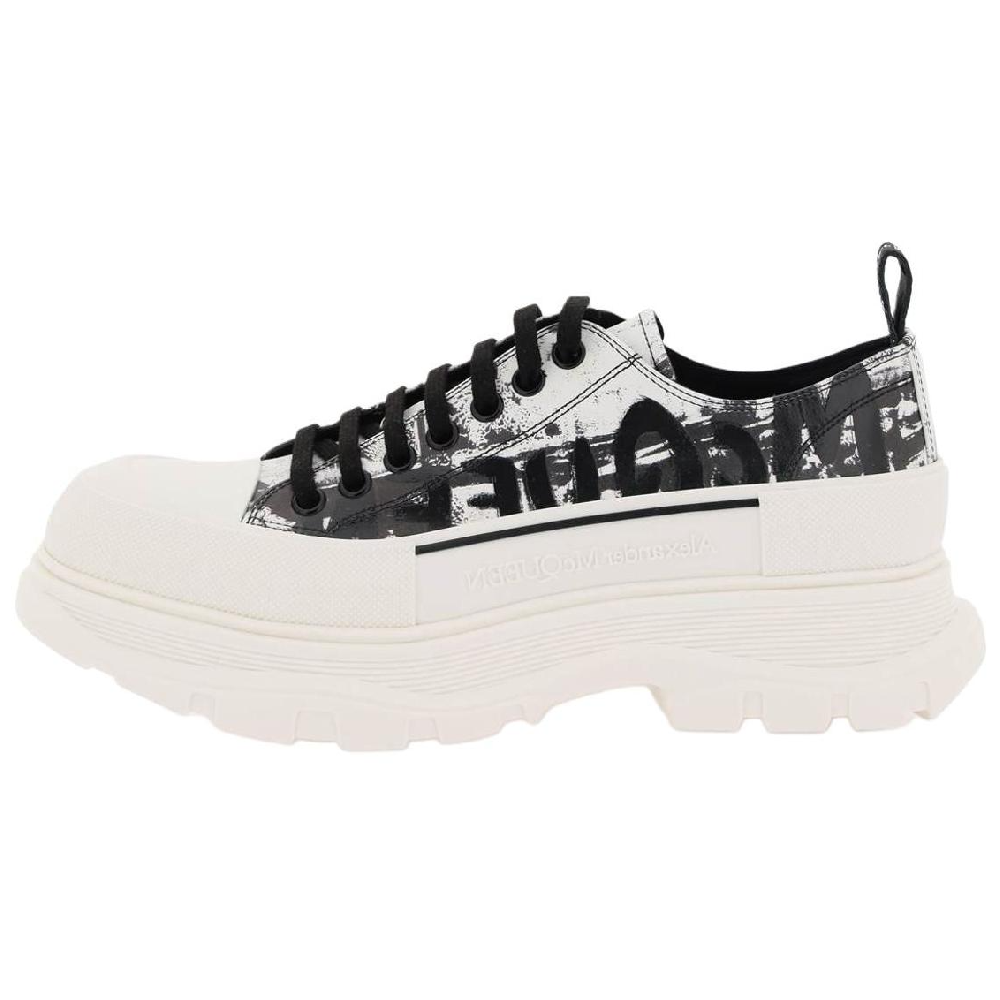 Alexander McQueen Tread Slick Low Lace Up Graffiti Black White