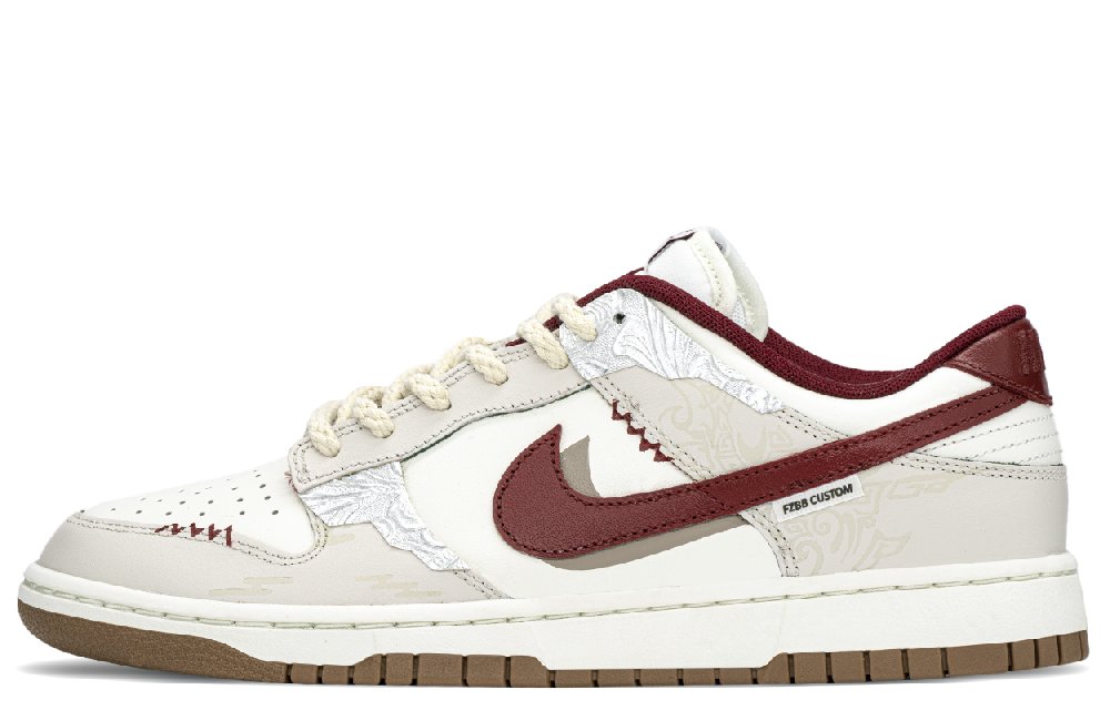 Nike Dunk Slip Resistant, Abrasion Resistant, Lightweight, Height Increasing Low Top Skateboard Shoes Men's Red Beige
