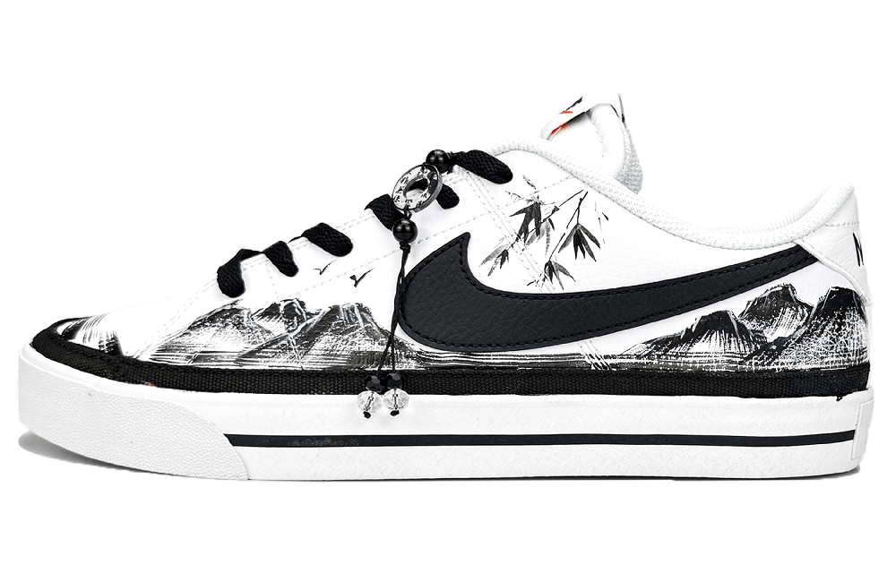Nike Court Legacy Anti Slip Wear Resistant Low Top Skateboard Shoes Men's Black White
