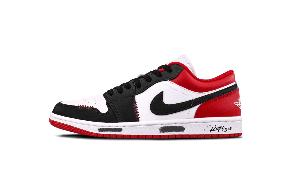 Jordan Air Jordan 1 Bred Toe 1.0 Cushioning, Wear Resistant Low top Vintage Basketball Shoes Unisex Red Black