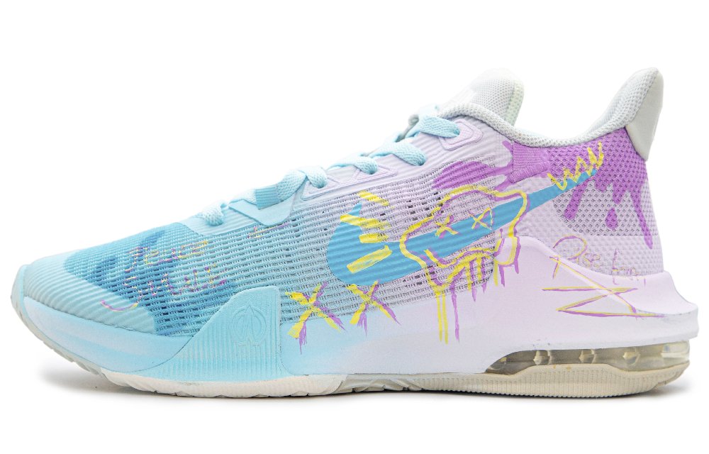 Nike Air Max Impact Cushioned Slip-Resistant Abrasion-Resistant Low-Top Basketball Shoes Men's Blue Pink