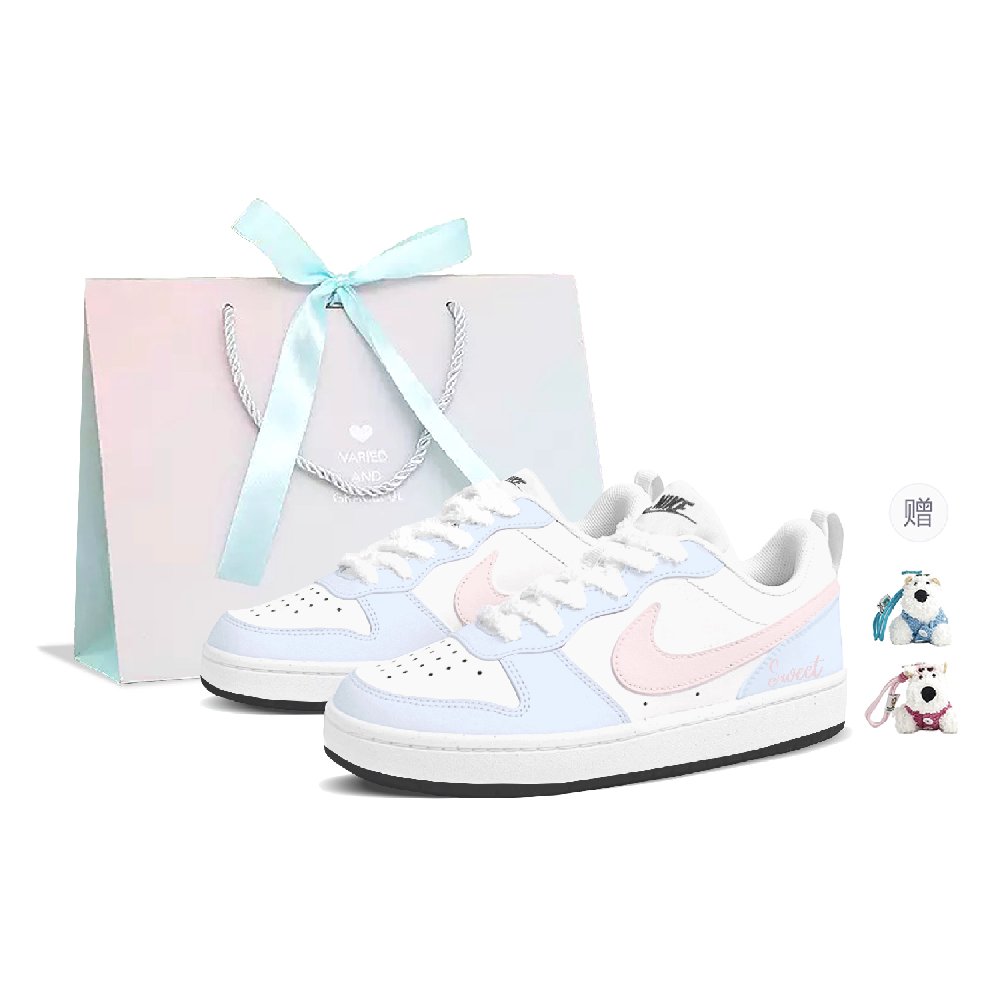Nike Court Borough Skateboard Shoes Women's Low top Blue/Pink/White