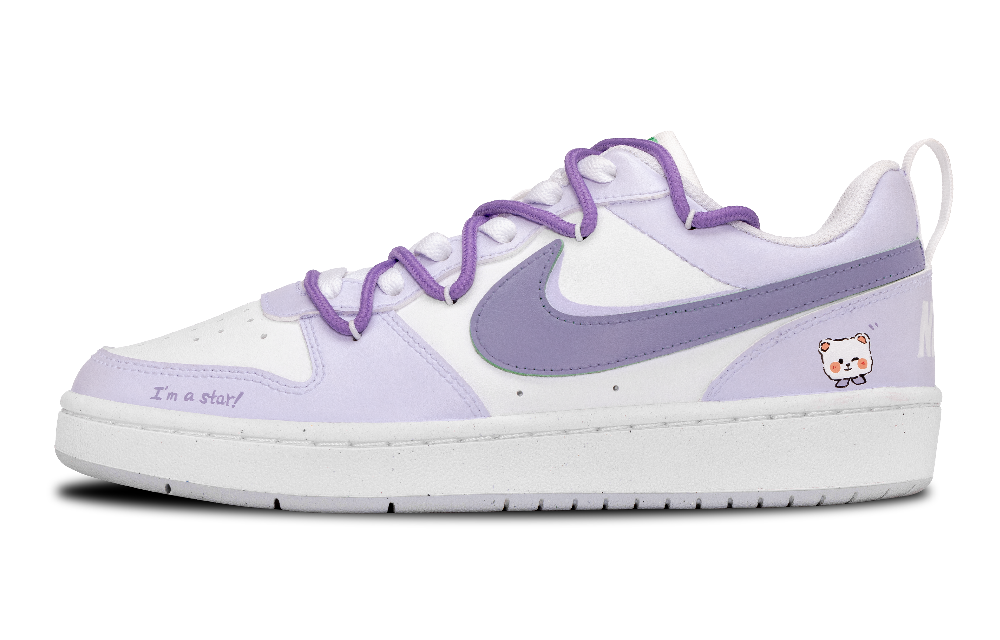 Nike Court Borough Abrasion Resistant Quick Dry Slip Resistant Low Top Skateboard Shoes GS Purple