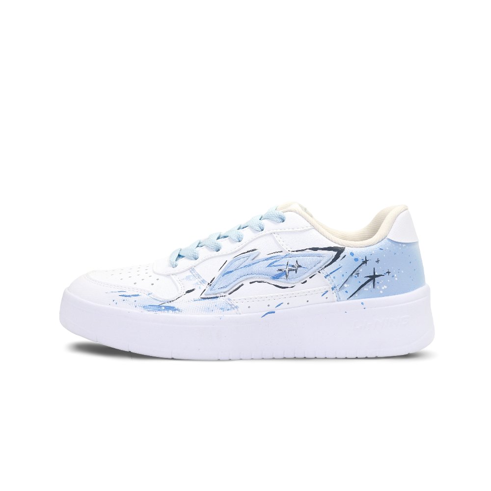 LiNing Cushioning, Wear Resistant Low Top Skateboard Shoes Unisex White Blue