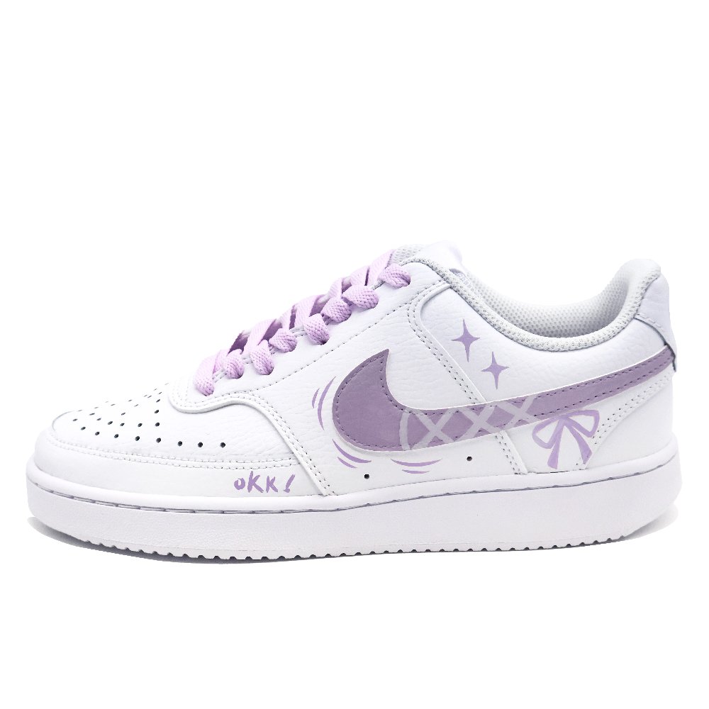 Nike Court Vision 1 Whale Heart OKK Purple Wear-Resistant Low-Top Skateboard Shoes Women's White Purple