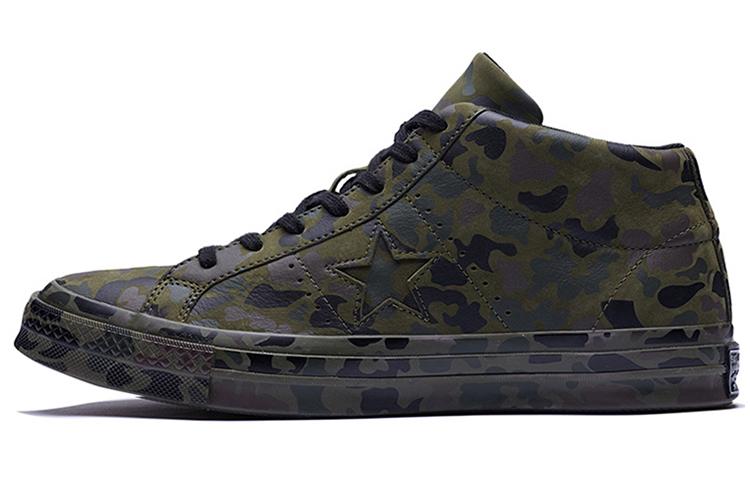 Converse One Star Retro Mid Tops Skateboarding Shoes Unisex Camouflage Green