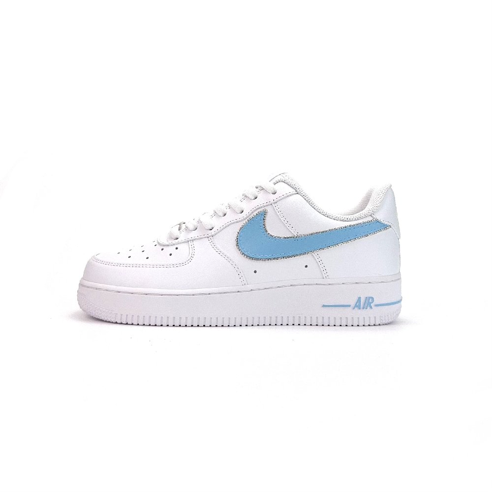 Nike Air Force 1 Low Top Skateboard Shoes Unisex White Blue