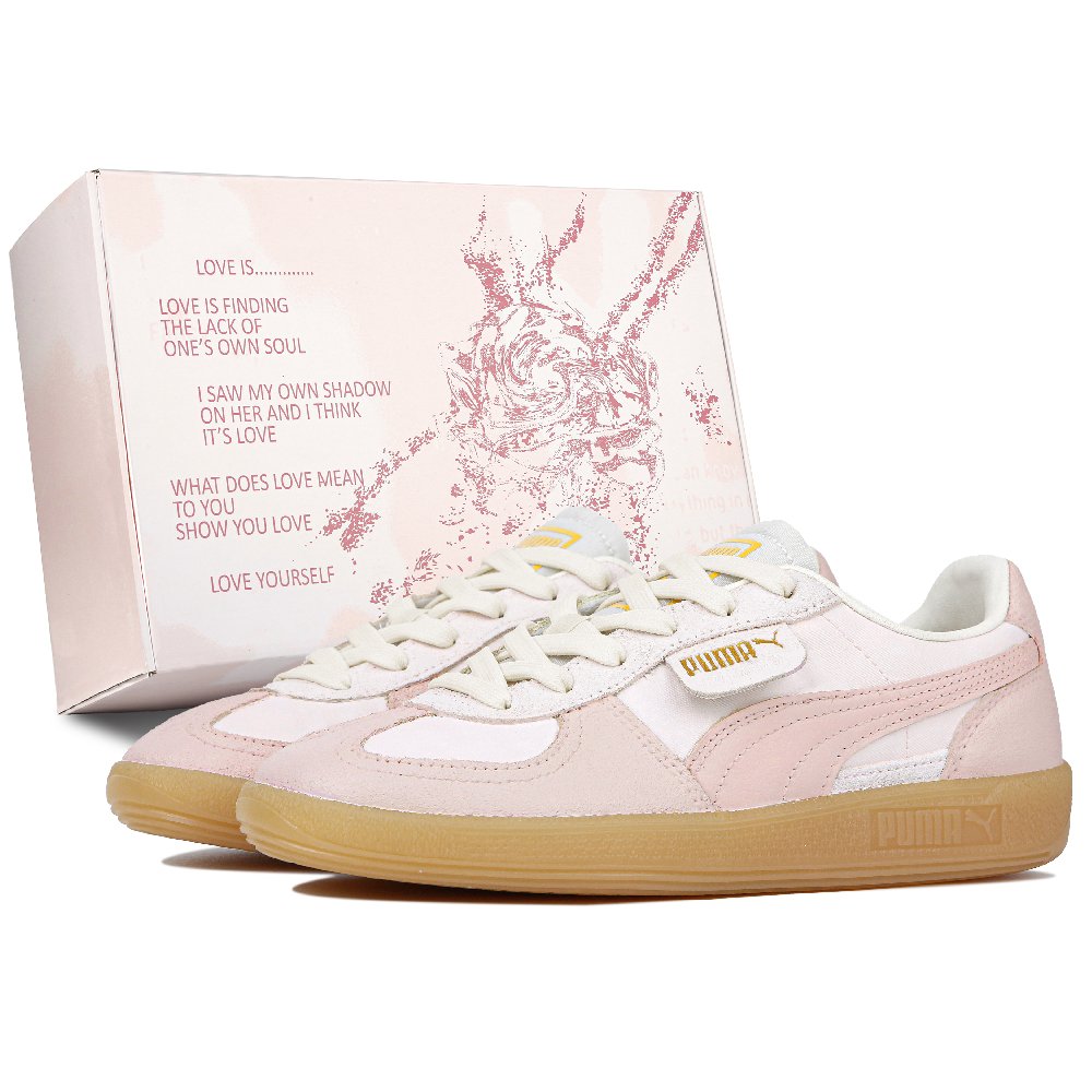 PUMA Palermo Cherry Blossom Milk Anti-Slip Wear-Resistant Low-Top Skateboard Shoes Unisex Pink