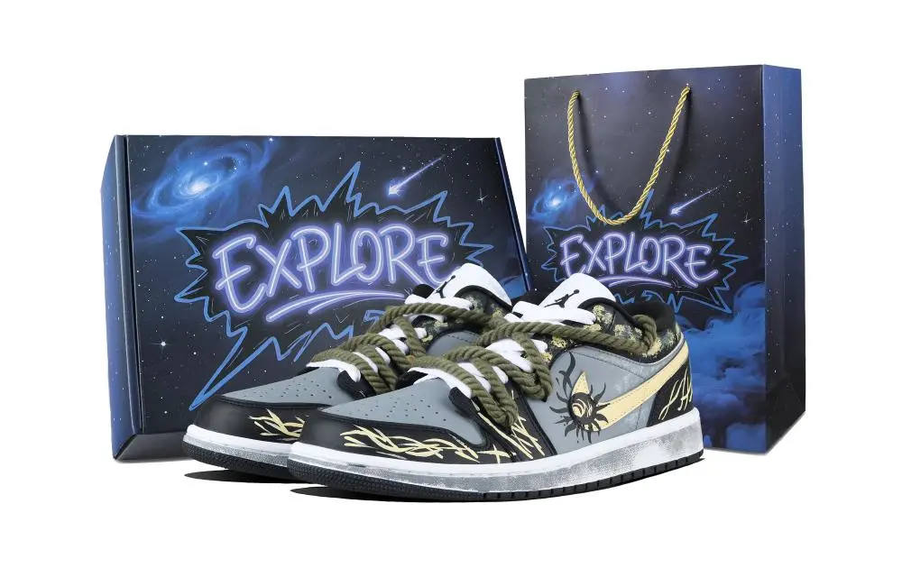 Jordan Air Jordan 1 Sunrise Low top Vintage Basketball Shoes Unisex Gray Black