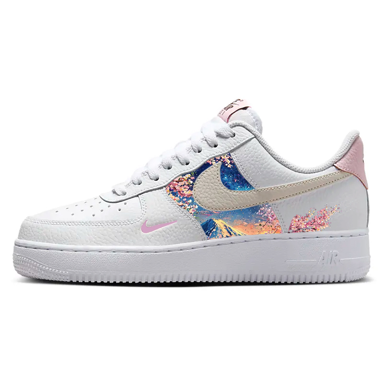 Nike Air Force 1 Slip-Resistant Cushioning Wear-Resistant Breathable Low-Top Skateboard Shoes Women's White Pink Blue