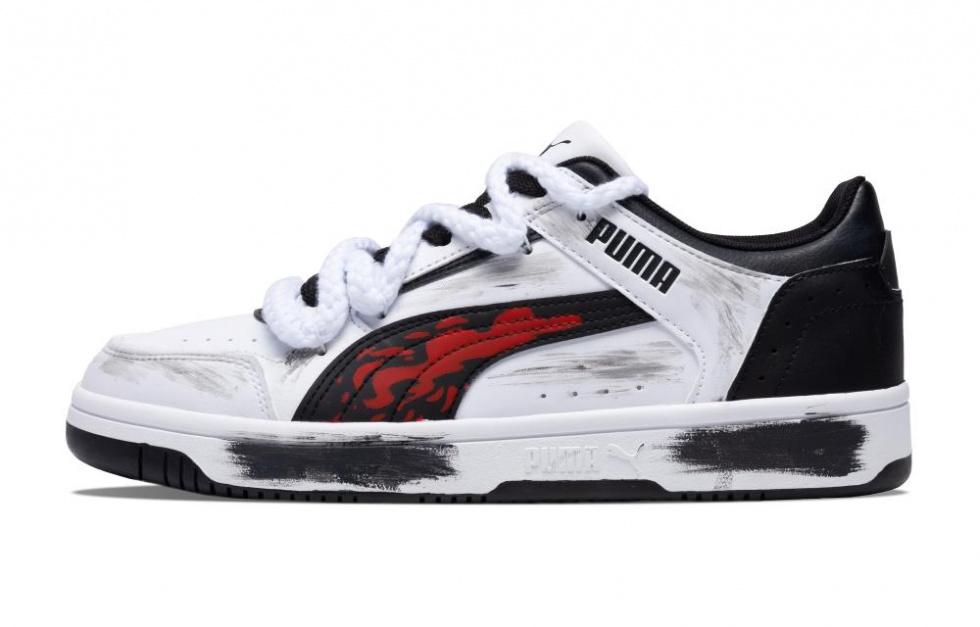 PUMA Rebound Joy Wear-resistant And Lightweight Low-Top Skateboard Shoes Unisex Black White