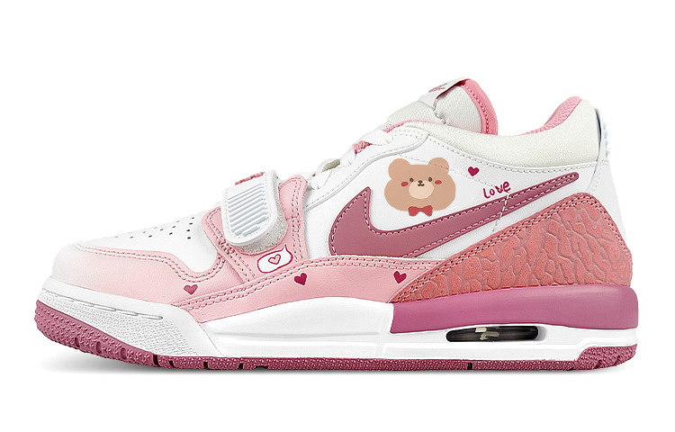 Jordan Legacy 312 Shock Absorbers Slip Resistant Abrasion Resistant Mid Top Vintage Basketball Shoes GS White Pink