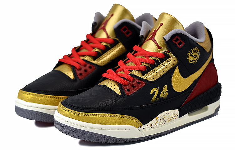 Jordan Air Jordan 3 Basketball Shoes Women's Mid top Black/Gold/Red купить в интернет-магазине Yoocart с быстрой доставкой по России.