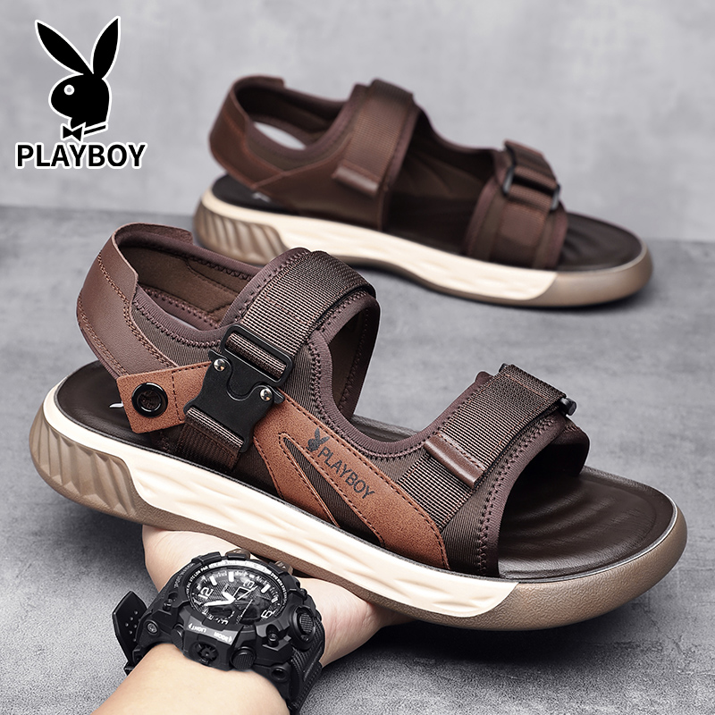 Playboy Beach Sandals Men Brown/Green/Gray