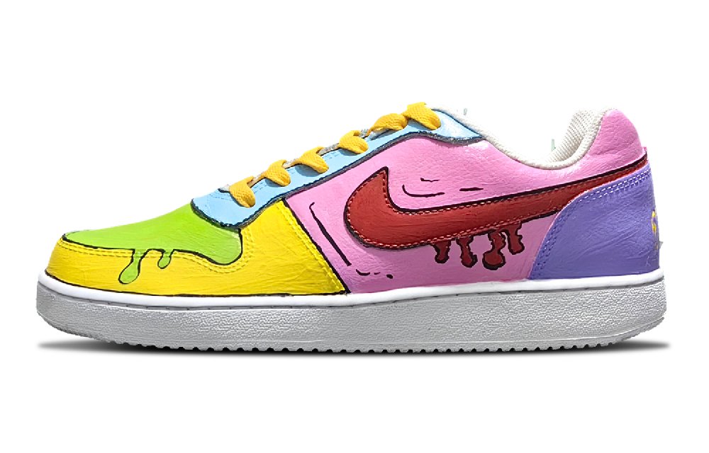 Nike EBERNON Comic World Anti-Slip And Wear-Resistant Lightweight Low-Top Skateboard Shoes Men's Yellow Purple Pink