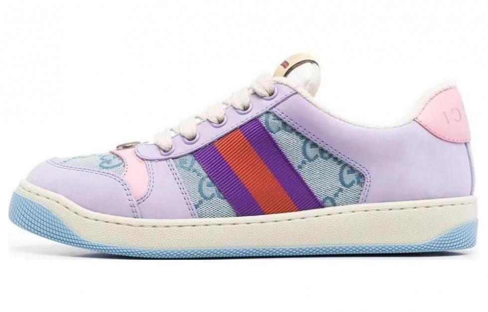 GUCCI Screener Distressed Shoes Stylish Skateboarding Shoes Women's Light Blue