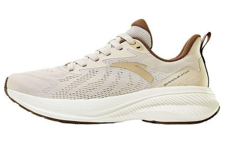 Anta Running Collection Cushioning Wear-Resistant Low-Top Running Shoes Men's White Wood Color