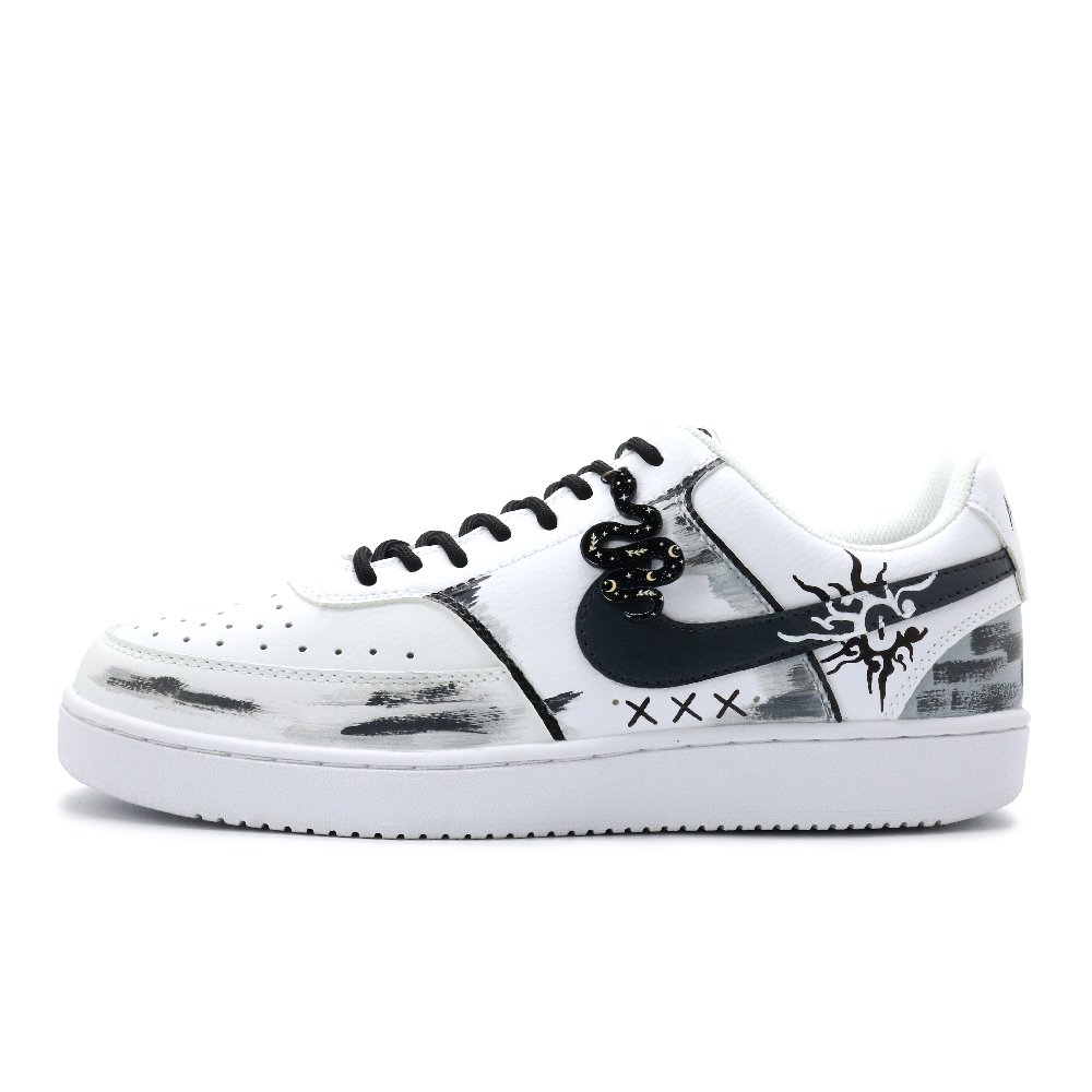 Nike Court Vision 1 Totem Eye Wear resistant And Lightweight Low Top Skateboard Shoes Men's Black White