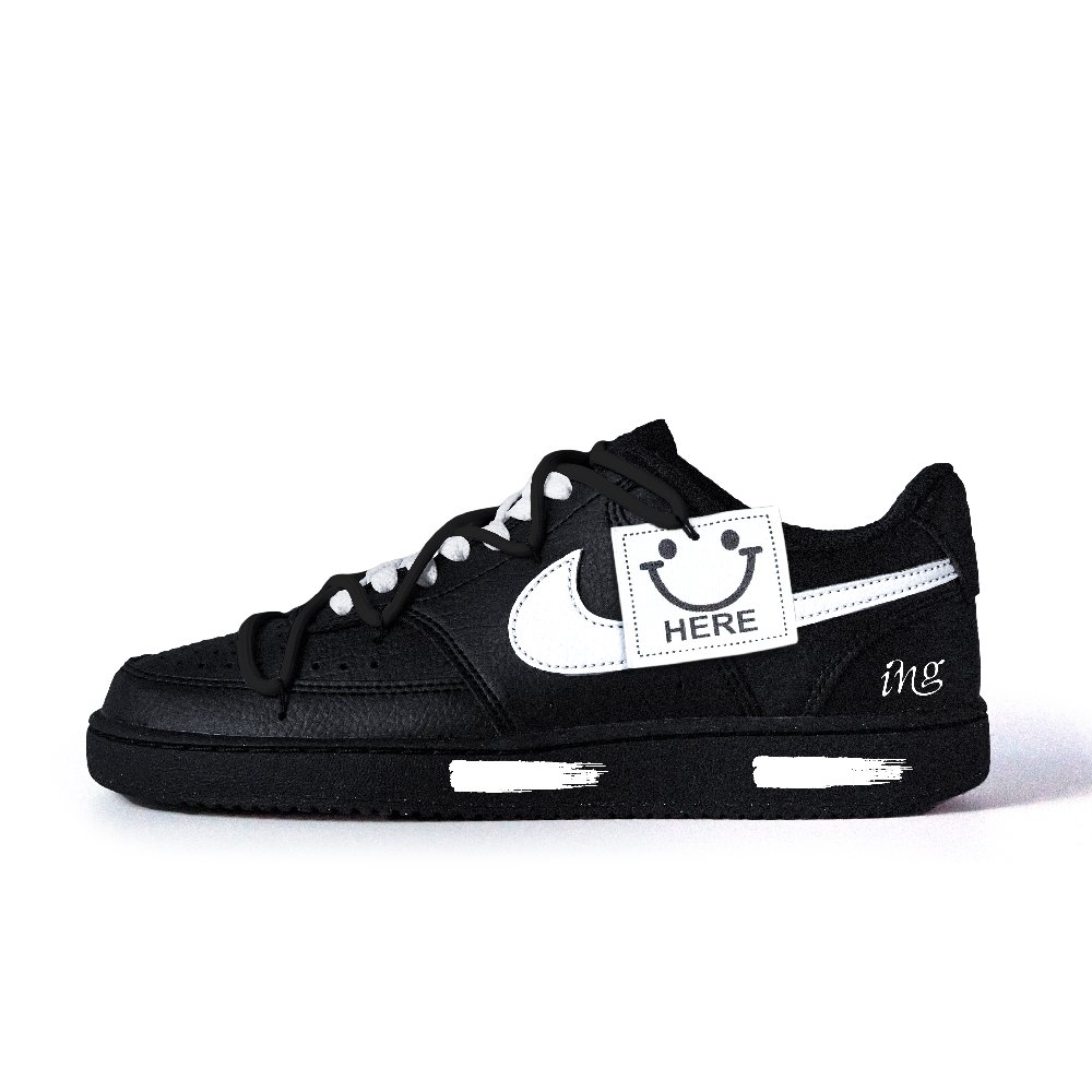 Nike Court Vision Anti Slip Wear Resistant Low Top Skateboard Shoes Unisex Black