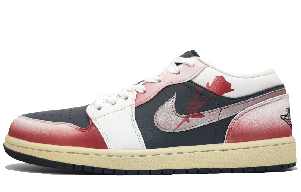 Jordan Air Jordan 1 Durable Breathable Low-Top Vintage Basketball Shoes Unisex Black Red