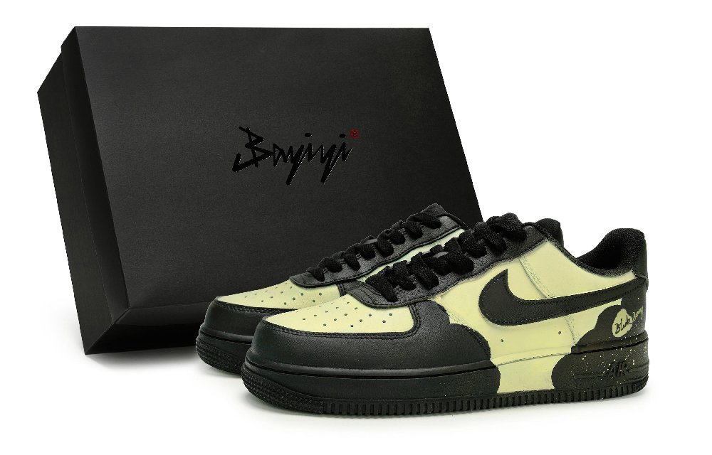 Nike Air Force 1 Low-Top Skateboard Shoes Unisex Black Yellow Purple