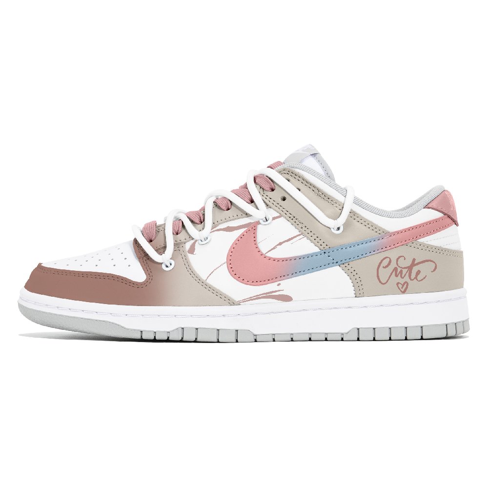 Nike Dunk Slip-Resistant Low-Top Skateboard Shoes Women's Brown Pink