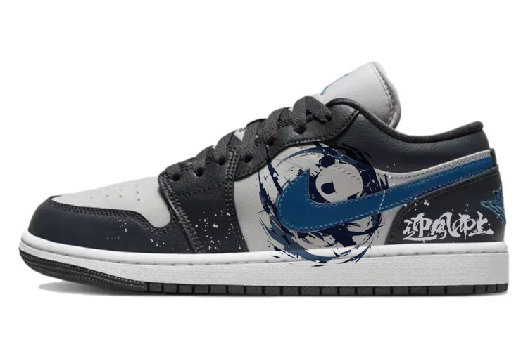 JORDAN Air JORDAN 1 Vintage Basketball Shoes Unisex Low Top Black/Gray/Blue