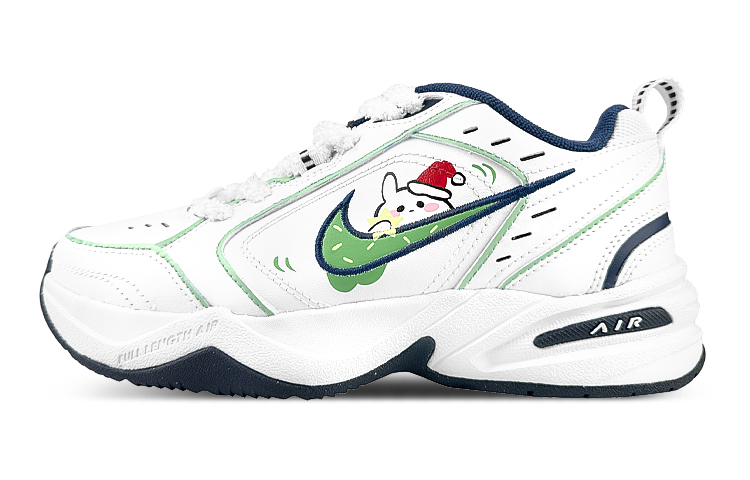 Nike Air Monarch 4 Cushioning Anti-Slip And Wear-Resistant Height Increasing Low-Top Chunky Sneakers Unisex Green White