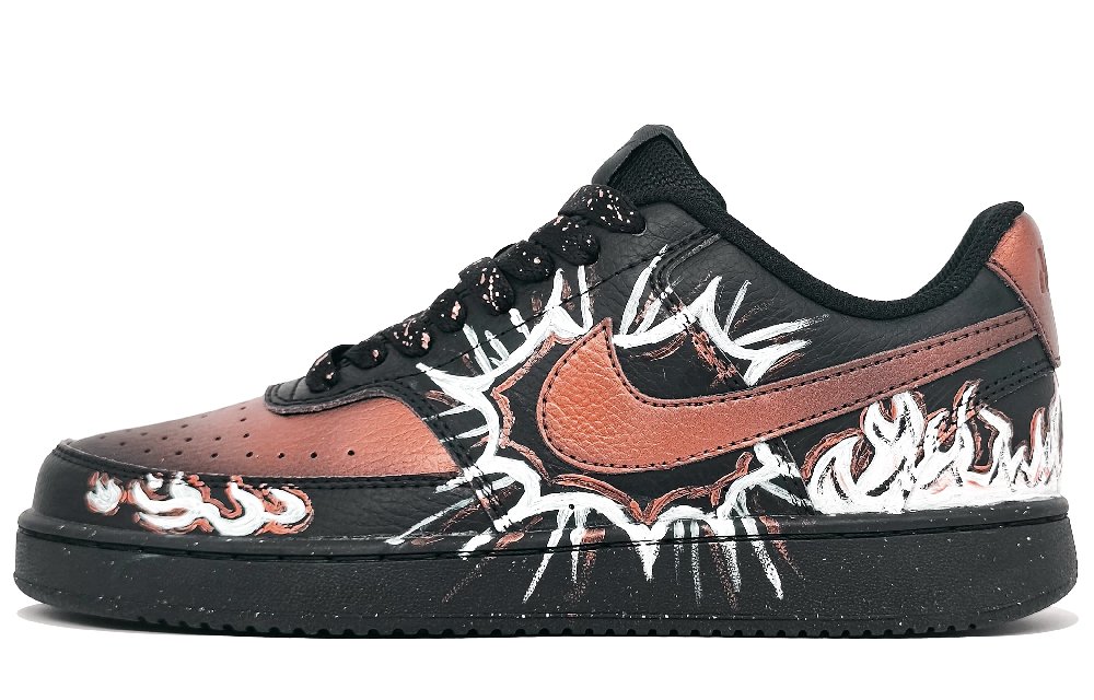 Nike Court Vision Slip Resistant Low Top Skateboard Shoes Unisex Black Pink
