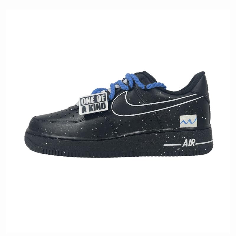Nike Air Force 1 Azure Starlight Anti-Slip Wear-Resistant Low-Top Skateboard Shoes Unisex Black Blue