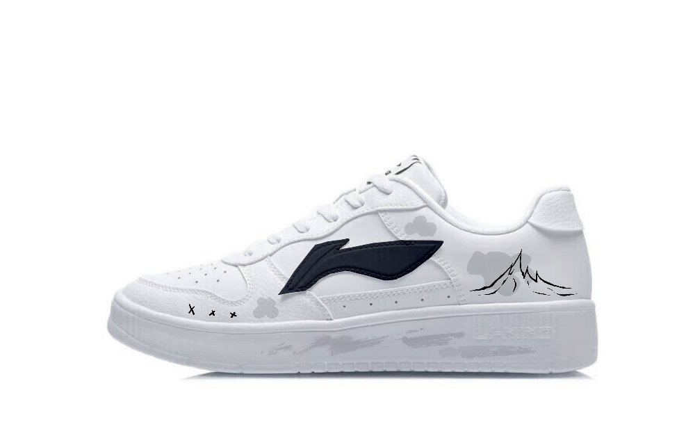 LiNing Pontoon Boats Abrasion Resistant Breathable Low Top Skateboard Shoes Unisex White