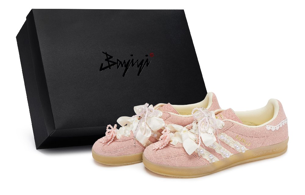 Adidas Originals GAZELLE INDOOR Skateboard Shoes Women's Low Top Beige/Pink