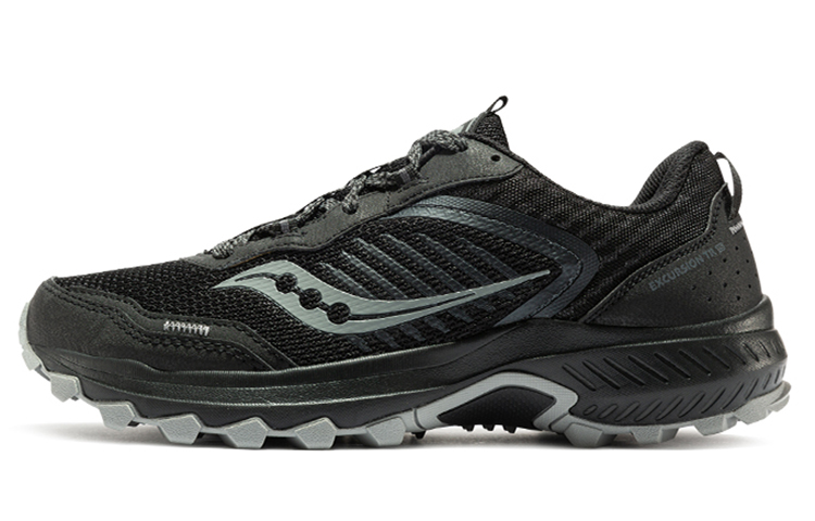 Saucony Excurison Cushioning, Slip Resistant, Abrasion Resistant Support Low Top Trail Running Shoes Men's Black Gray
