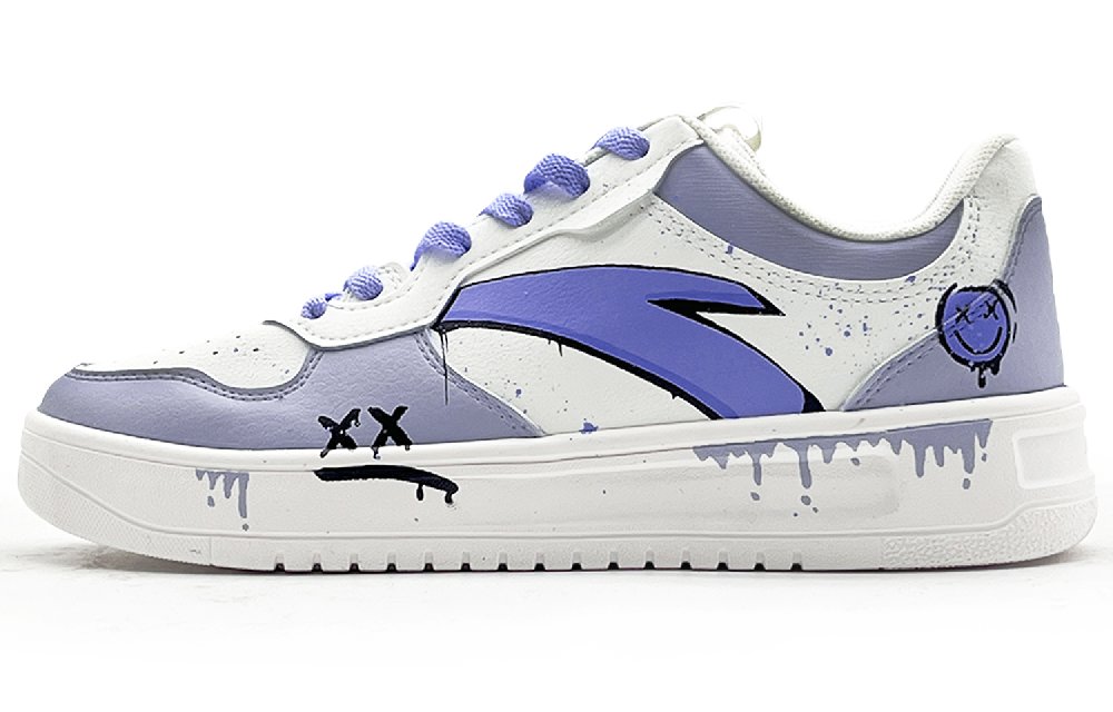 Anta Slip-Resistant Cushioning Low-Top Skateboard Shoes Men White Purple