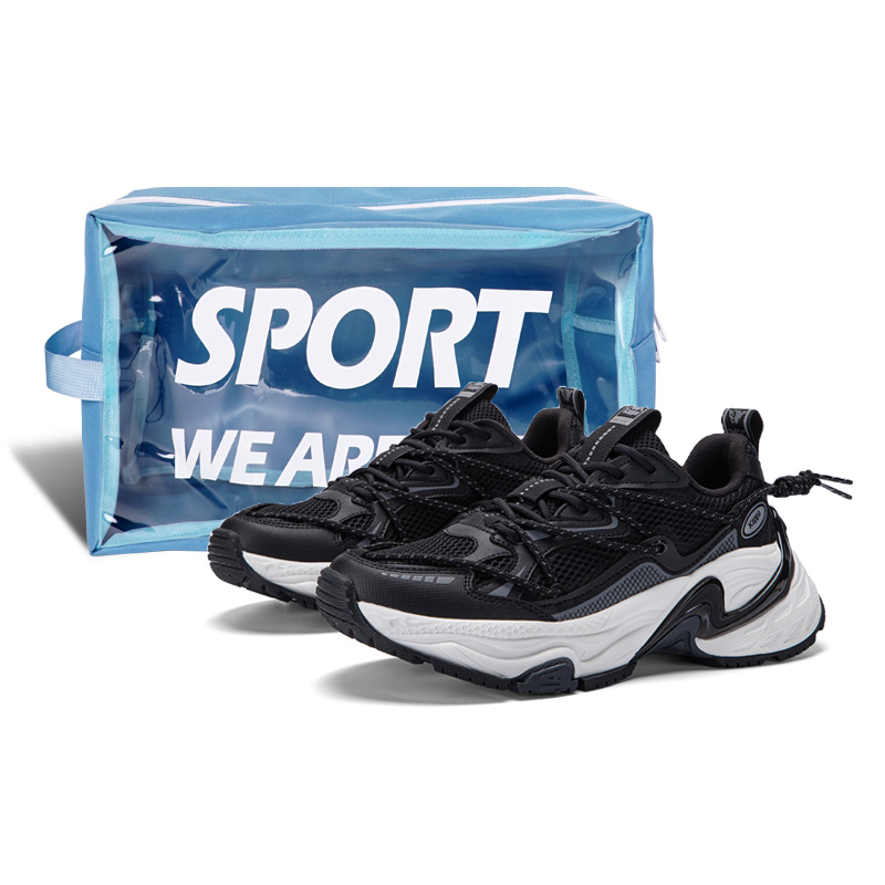 Kappa Anti-Slip Wear-Resistant Low-Top Chunky Sneakers Unisex Black