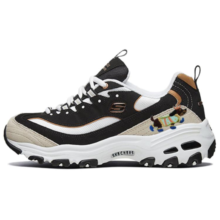 Skechers D'Lites Low Top Chunky Sneakers Women's Black Gold