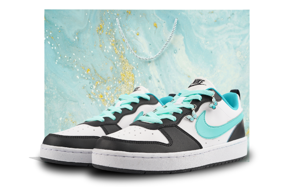 Nike Court Borough Anti-Slip Wear-Resistant Low-Top Skateboard Shoes GS Black Green
