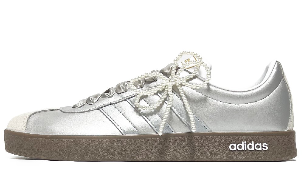 Adidas Vl Court Classic Skateboard Shoes Unisex Low top Silver/White