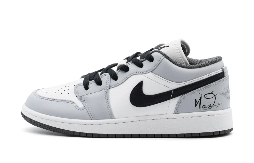 Jordan Air Jordan 1 Cushioning, Wear Resistant Low top Vintage Basketball Shoes Unisex Gray