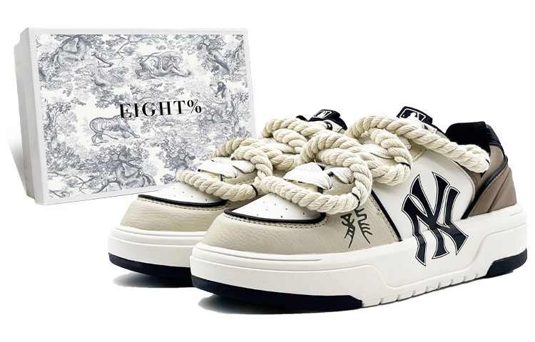 MLB Chunky Liner Low-Top Skateboard Shoes Unisex Beige White Brown