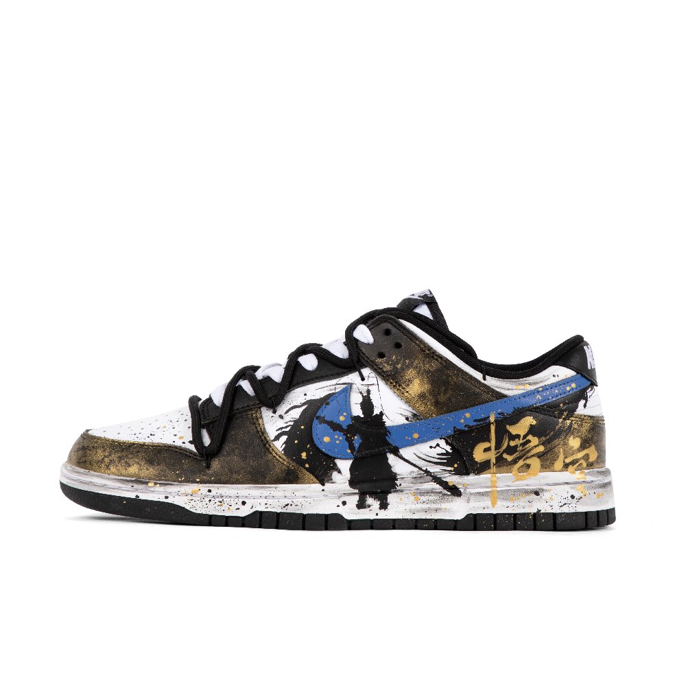Nike Dunk Anti Slip Wear Resistant Low Top Skateboard Shoes Unisex Black Gold