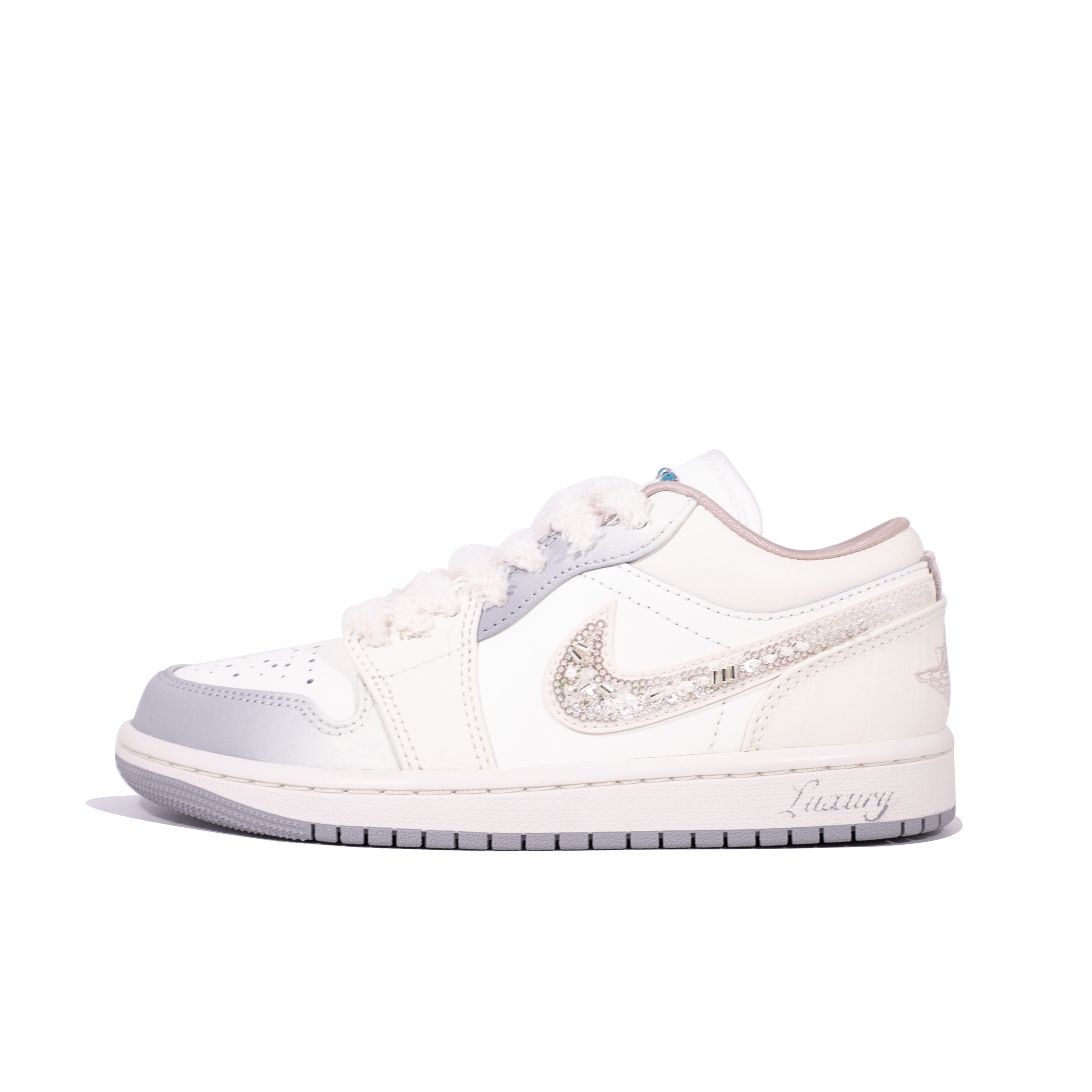 Jordan Air Jordan 1 Lotus Mist Abrasion Resistant Low top Vintage Basketball Shoes Women's White