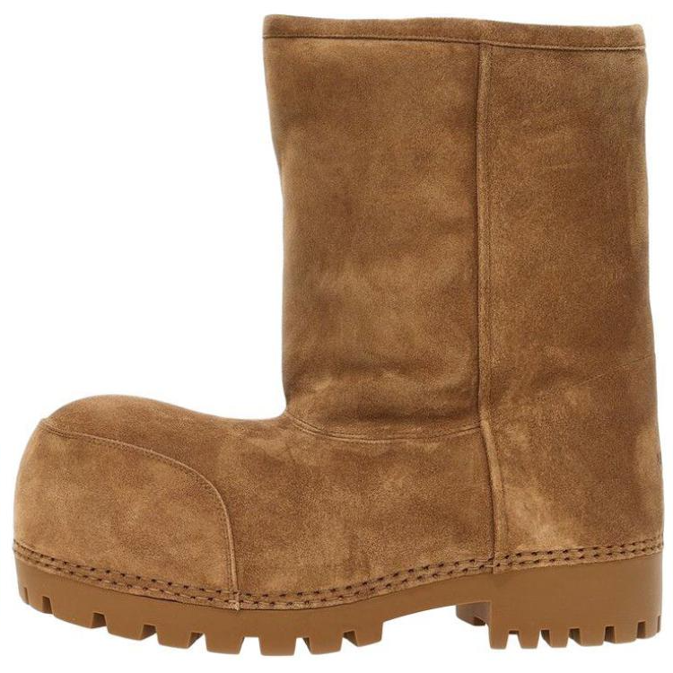 Balenciaga Alaska Fur Short Snow Boots Women's Brown