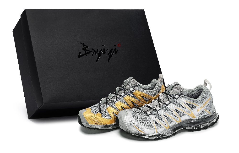 SALOMON XA PRO 3D Abrasion Resistant Low Top Running Shoes Unisex Grey Gold Silver