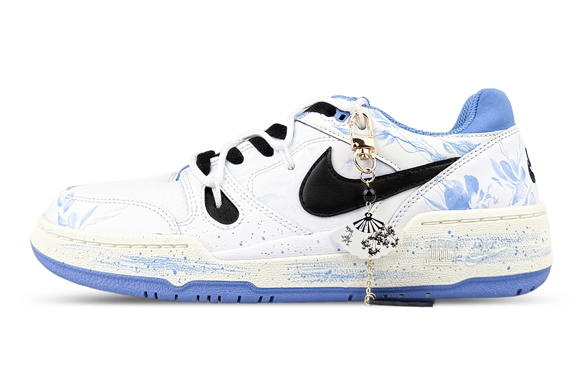 Nike Full Force Low Top Skateboard Shoes Men's White Blue Black