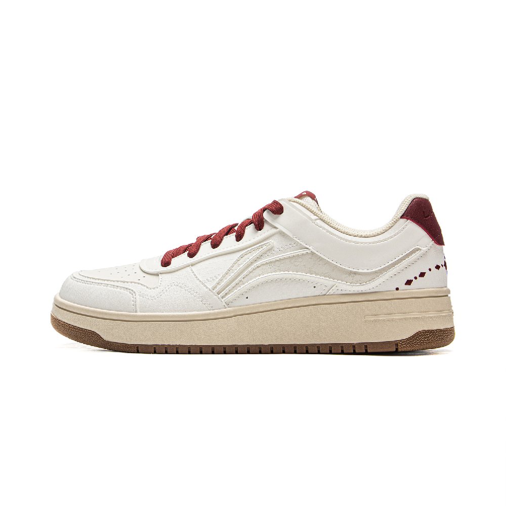 LiNing Tianji Slip Resistant Cushioning Abrasion Resistant Lightweight Low Top Skateboard Shoes Men's White Red