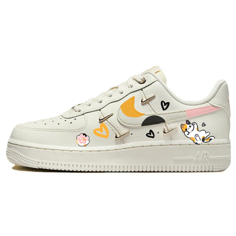 Nike Air Force 1 Skateboard Shoes Women's Low-Top White Gold