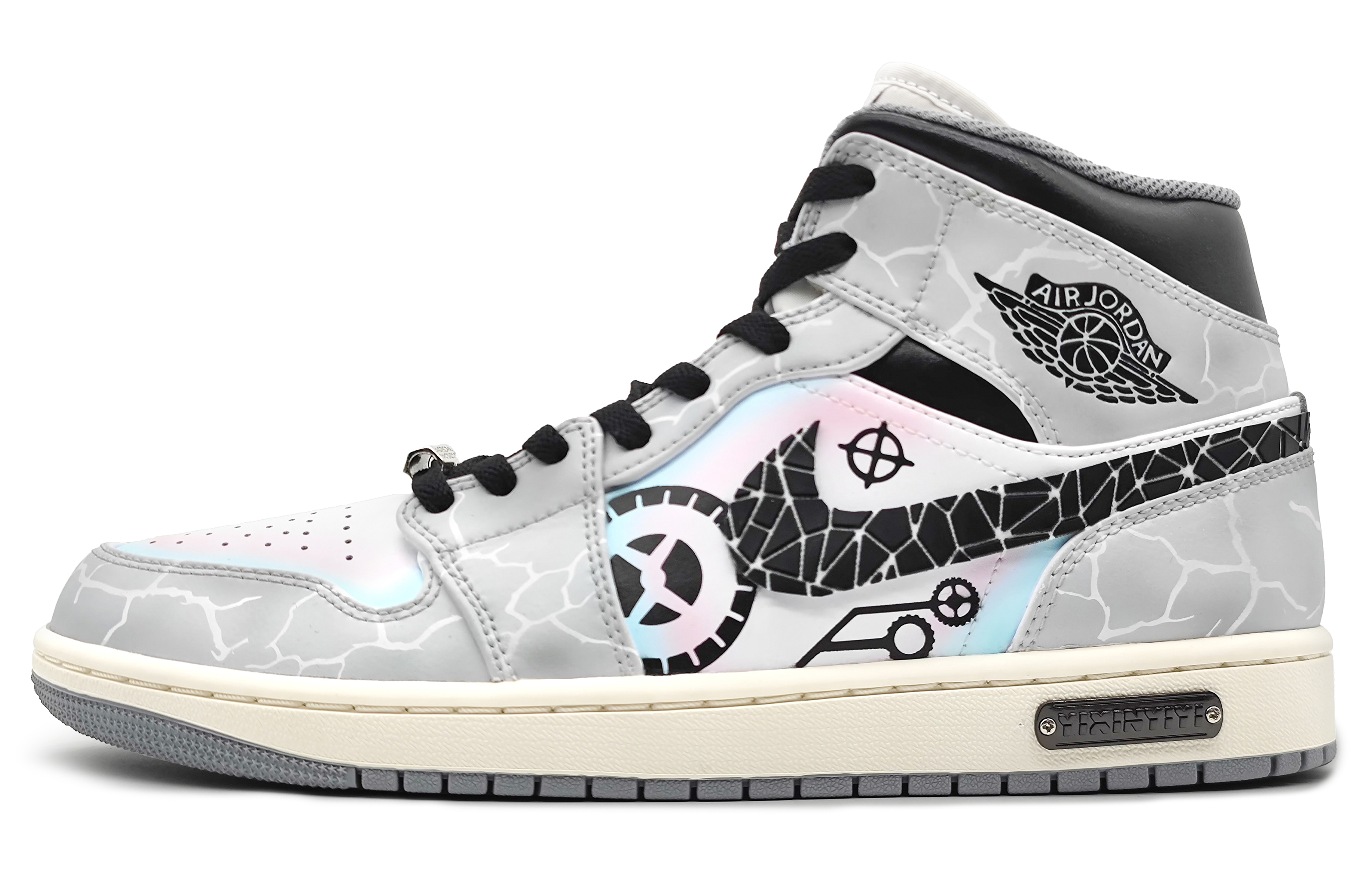 Jordan Air Jordan 1 High-Top Vintage Basketball Shoes Men's Blue Pink Gray